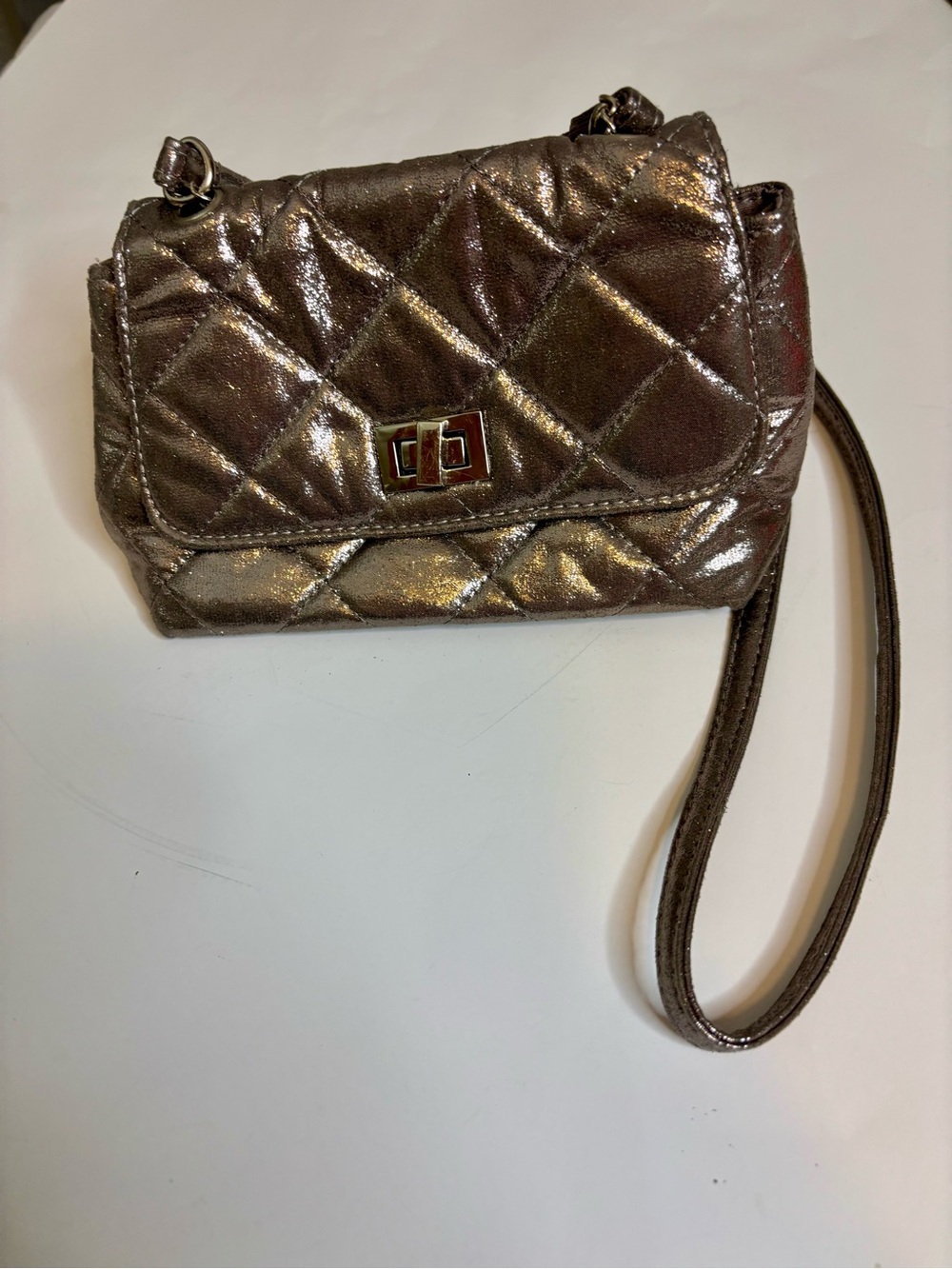 Candie's Metallic Quilted Crossbody Bag in silver